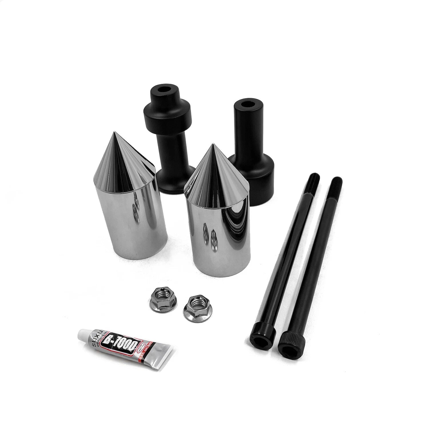 Chrome Spike Frame Slider Crash Protectors for Kawasaki Z1000 (2003–2006)