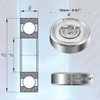 10pcs 5x16x5mm 625ZZ Double Metal Shield Ball Bearings for Automotive 