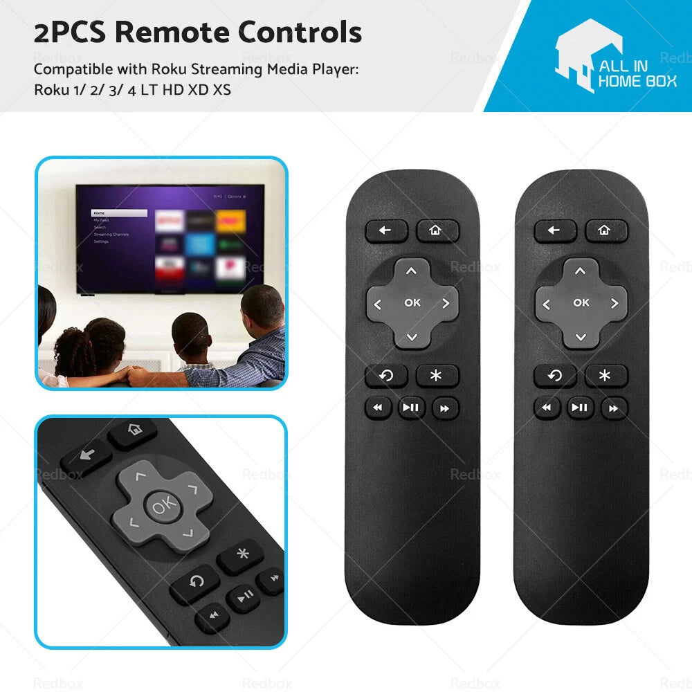 2X Remote Control Replacement for Roku 1 2 3 4 Telstra TV 1 2