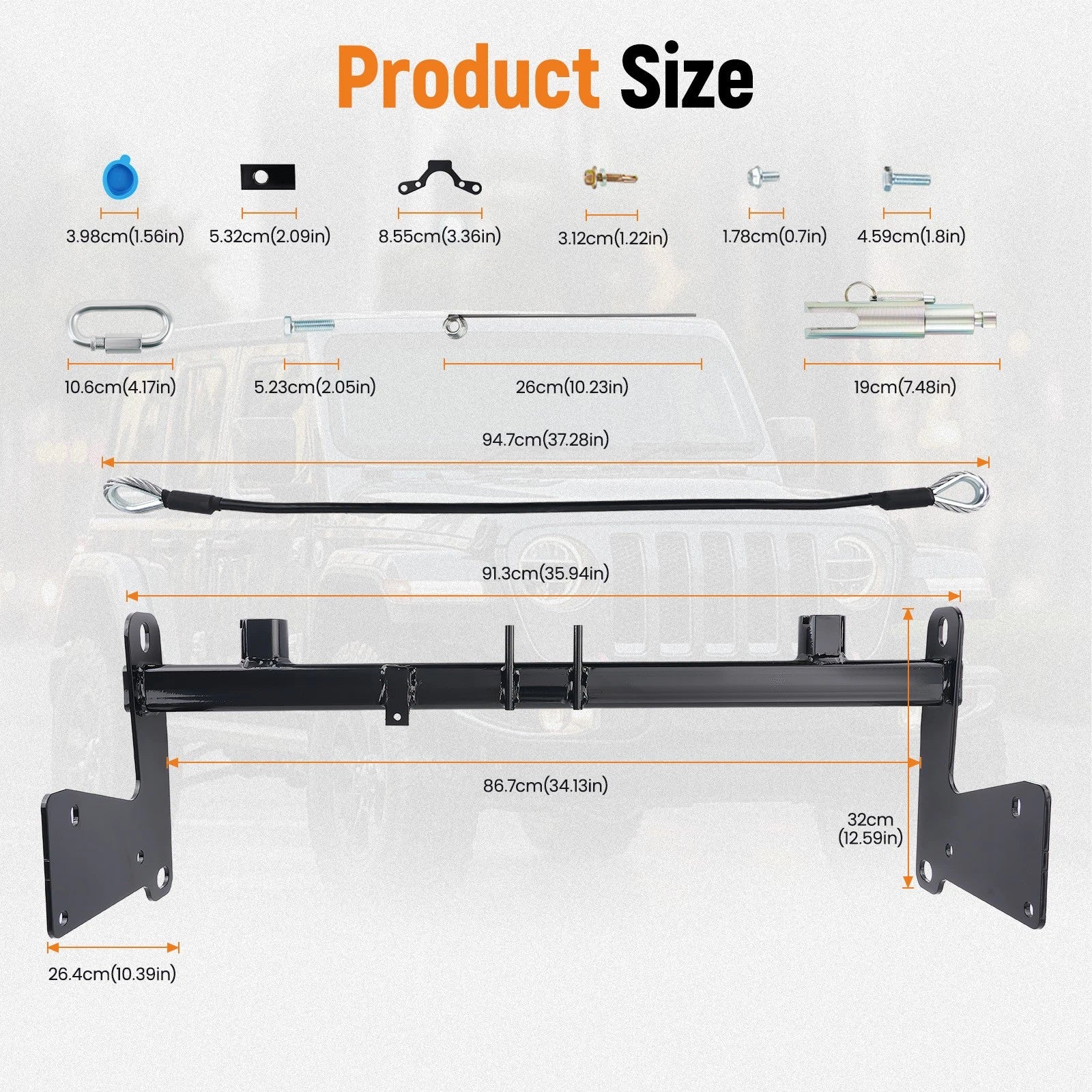 Tow Bar Base Plate for Jeep Wrangler JLU JL (2018-2024)