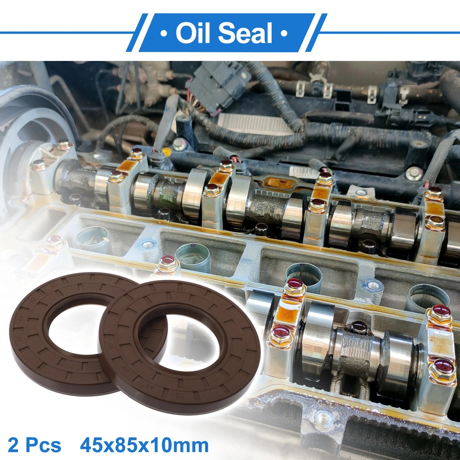 2X Oil Seal Rotary Shaft Seal FKM Rubber 45x85x10mm for Various Models