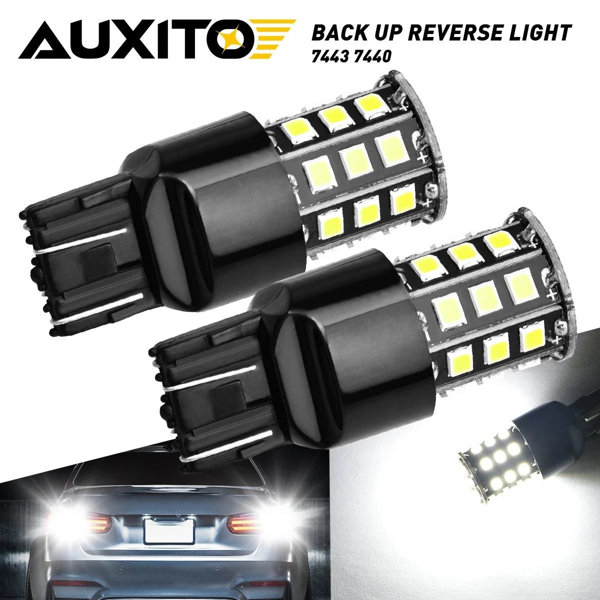 Set of 2 AUXITO 7443 7440 LED Reverse Backup Light Bulbs 6000K Canbus