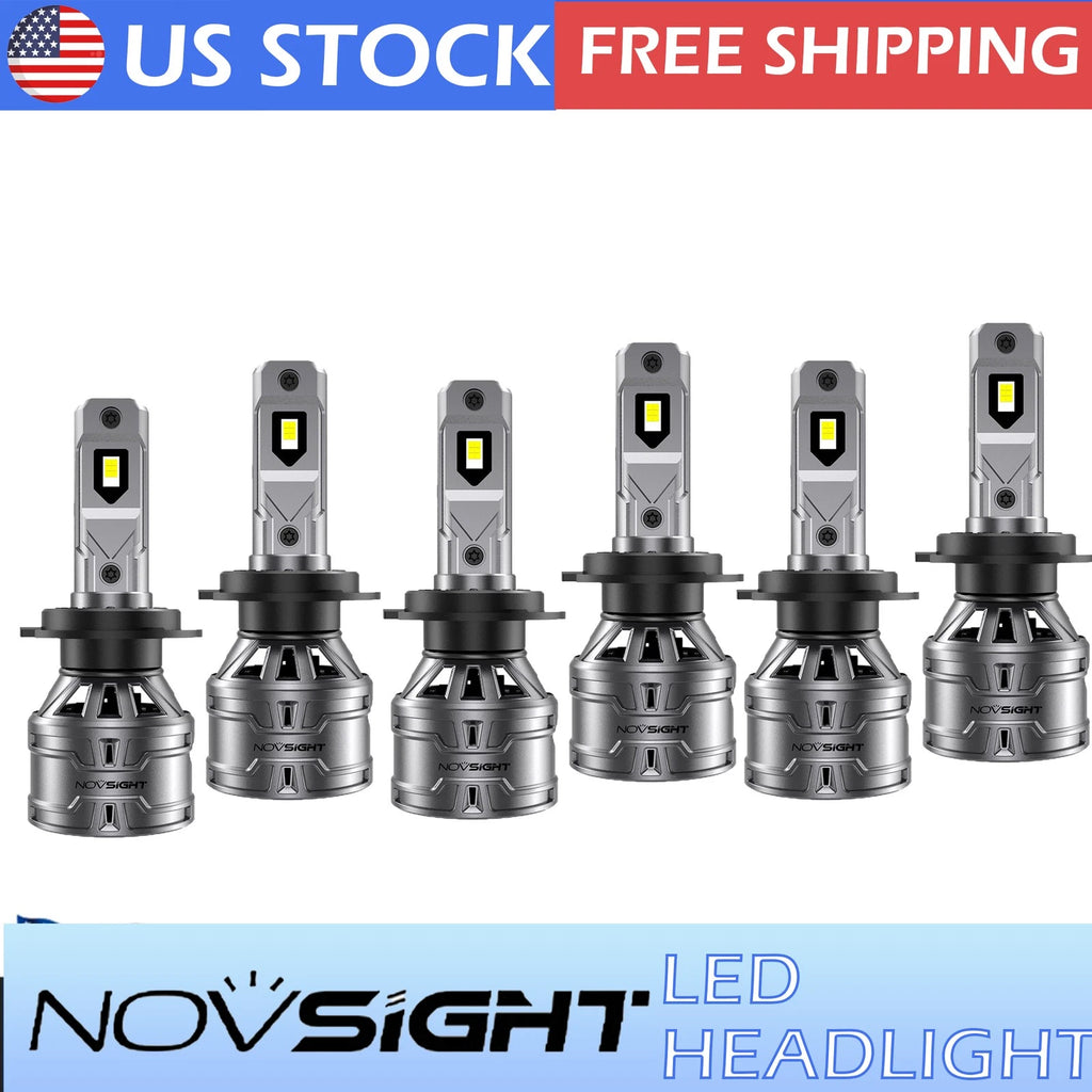 Set of 6 H7 LED Headlights Combo High Low Beam Fog Light Bulbs 9600LM for