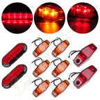 2X 6" Red Turn Signal Tail Stop Light for Trailer + Side Marker