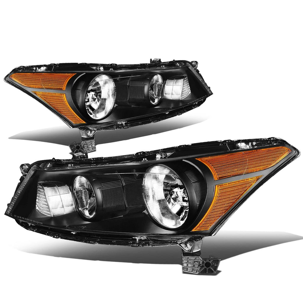 Pair of Black Housing Amber Corner Headlights for Honda Accord (2008–2012)