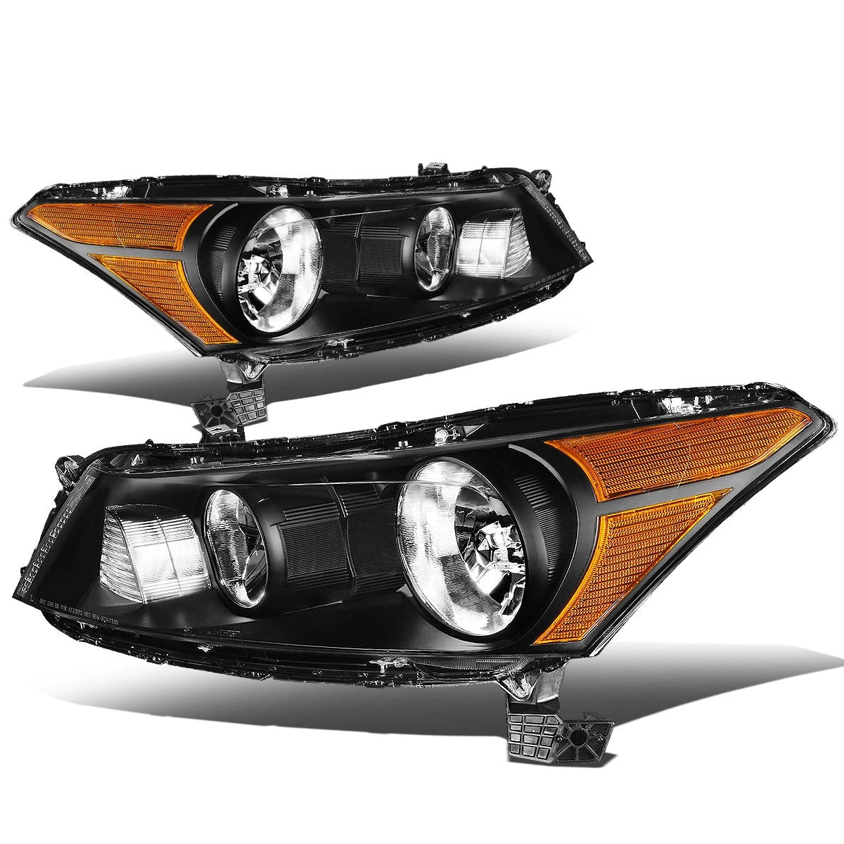 Pair of Black Housing Amber Corner Headlights for Honda Accord (2008–2012)