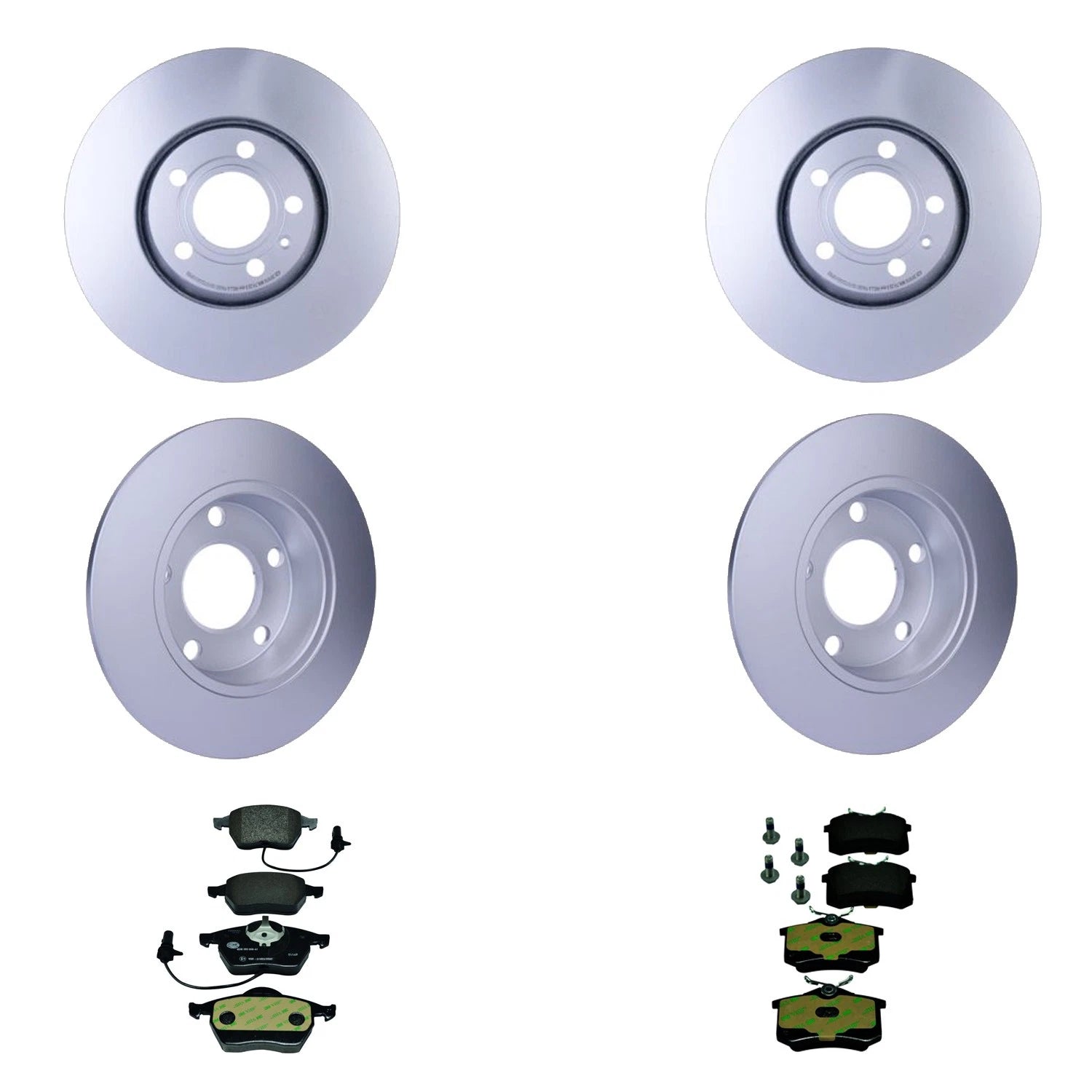 Hella Front Rear Rotors Disc Brake Pad Kit for Audi A4 (2002–2008)