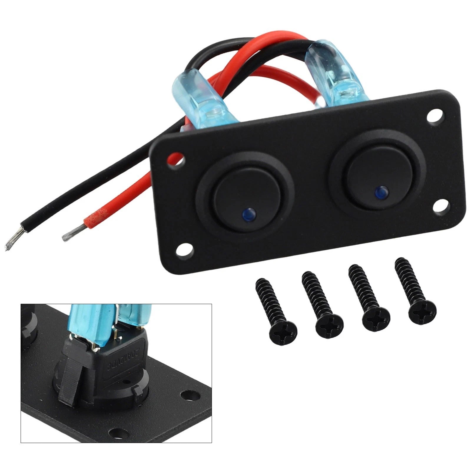2X Toggle Rocker Switch Panel for Car Boat RV (Metal & Plastic)