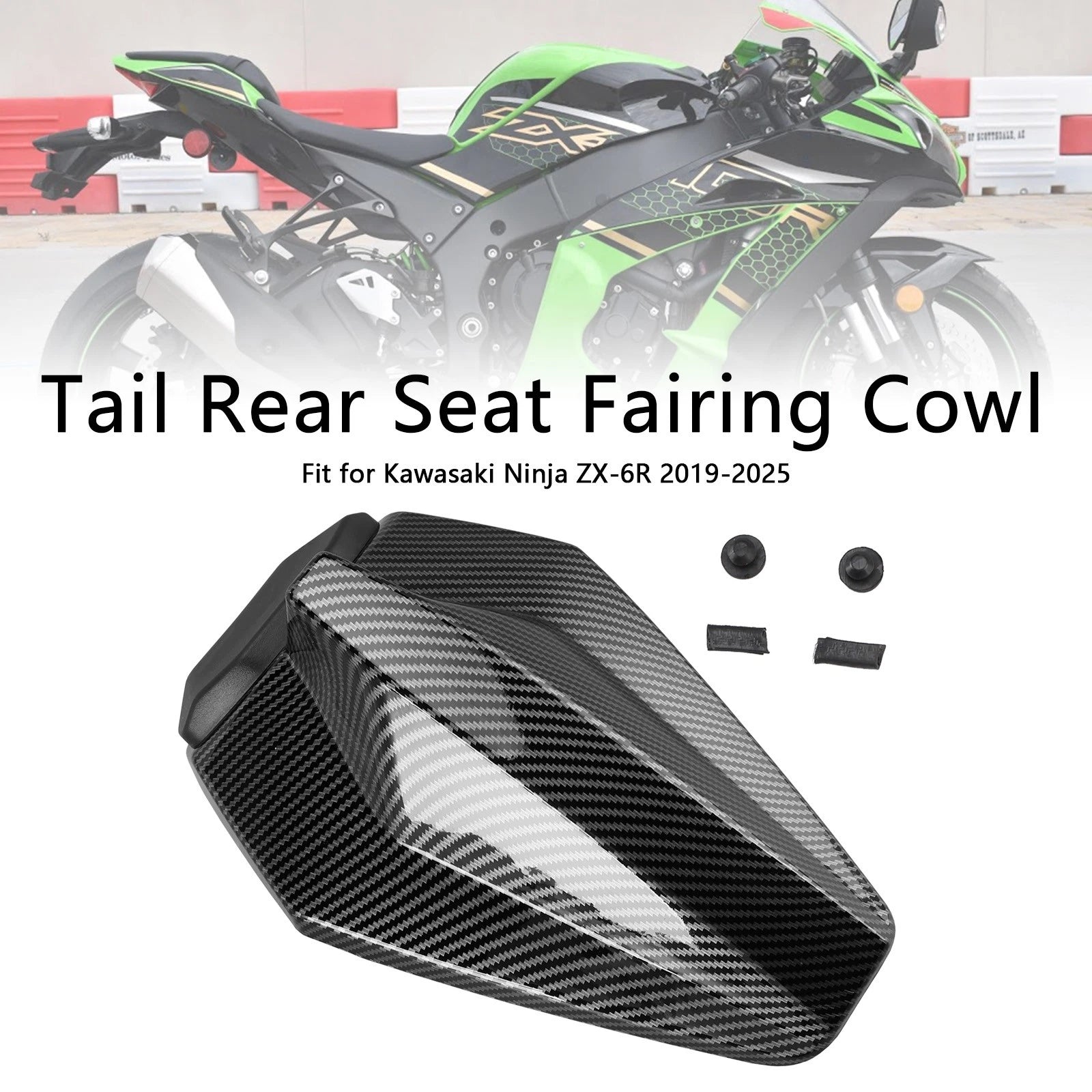 Racing Tail Rear Seat Fairing Cowl for Kawasaki ZX6R (2019–2025) Carbon