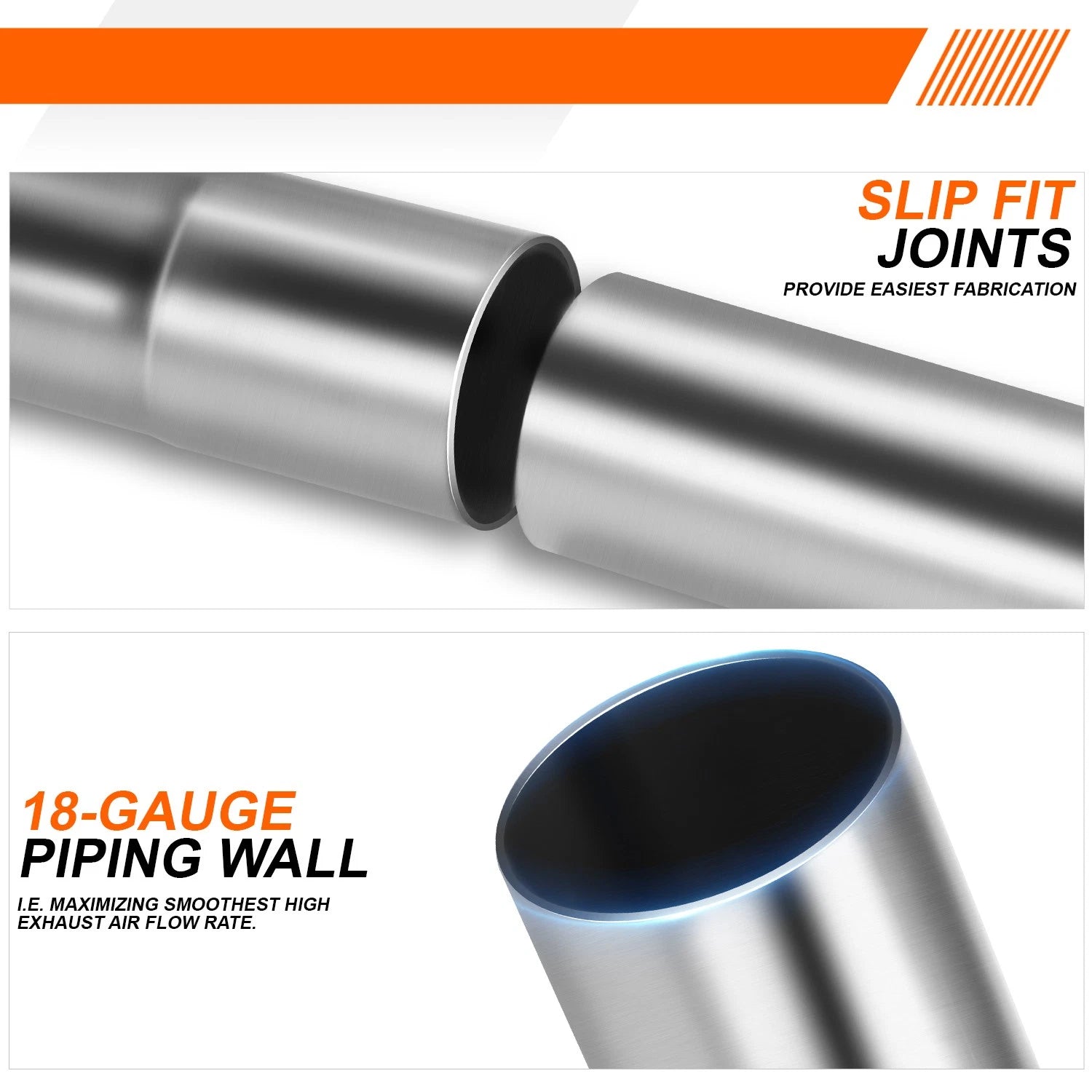 16X Slip-Fit Exhaust Pipes for (3" Mild Steel)