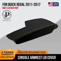 Leather Console Lid Armrest Cover for Buick Regal (2011–2017) Black Yellow Stitch