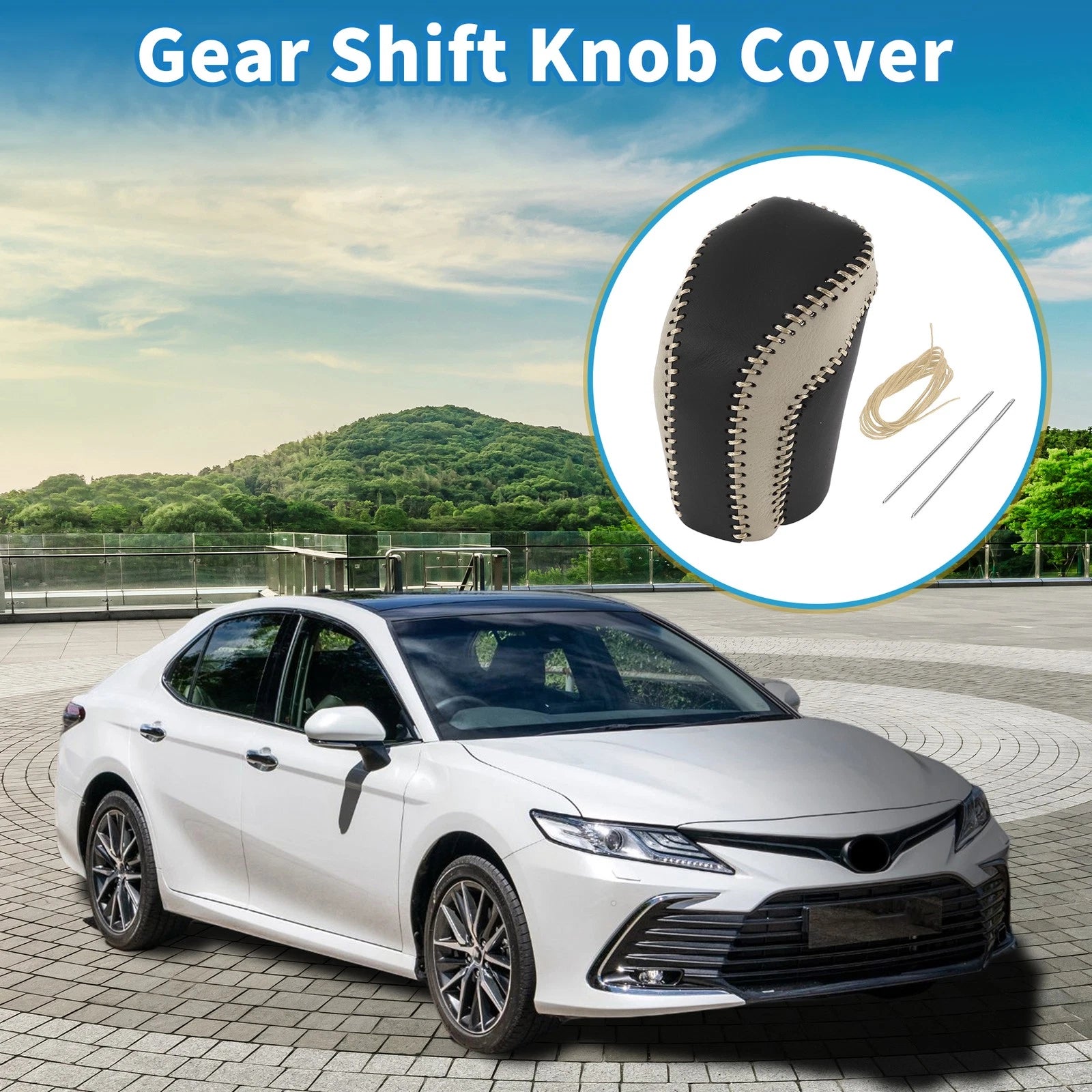 Gear Shift Knob Cover for Toyota Camry (2018–2024) Black Beige