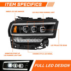 Full LED DRL Projector Headlights for Ram 2500-5500 (2019–2024)