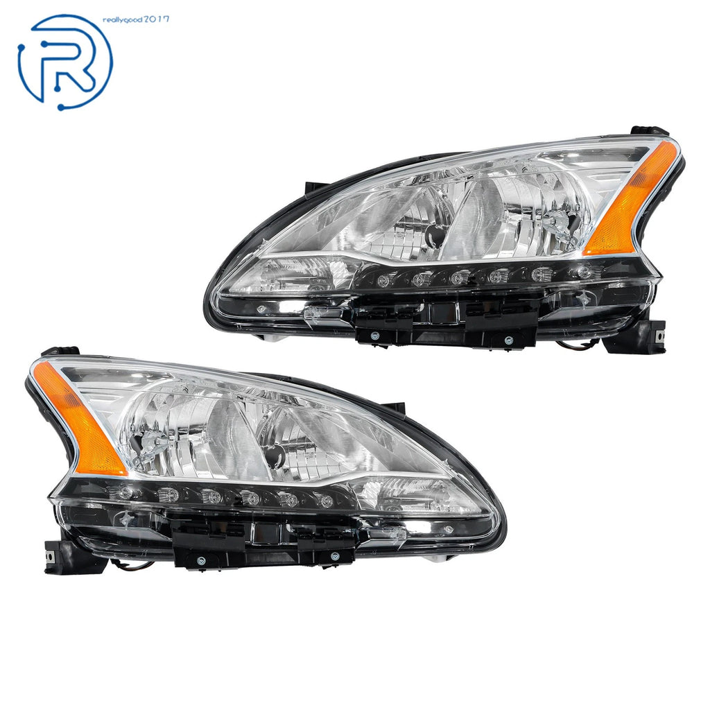 Set of 2 Halogen Headlights with LED DRL for Nissan Sentra (2013-2015)