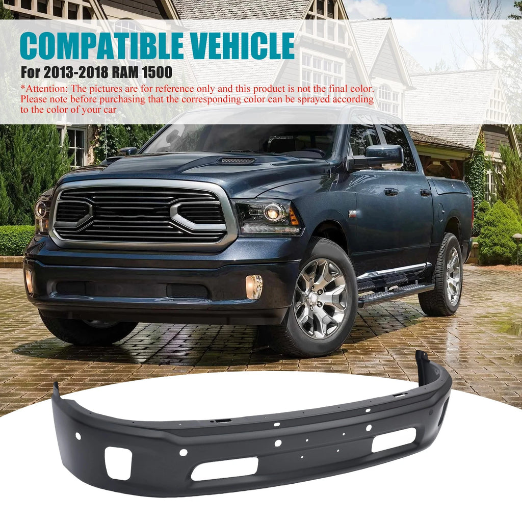 Black Steel Front Bumper Assembly for Dodge Ram 1500 (2013–2018)