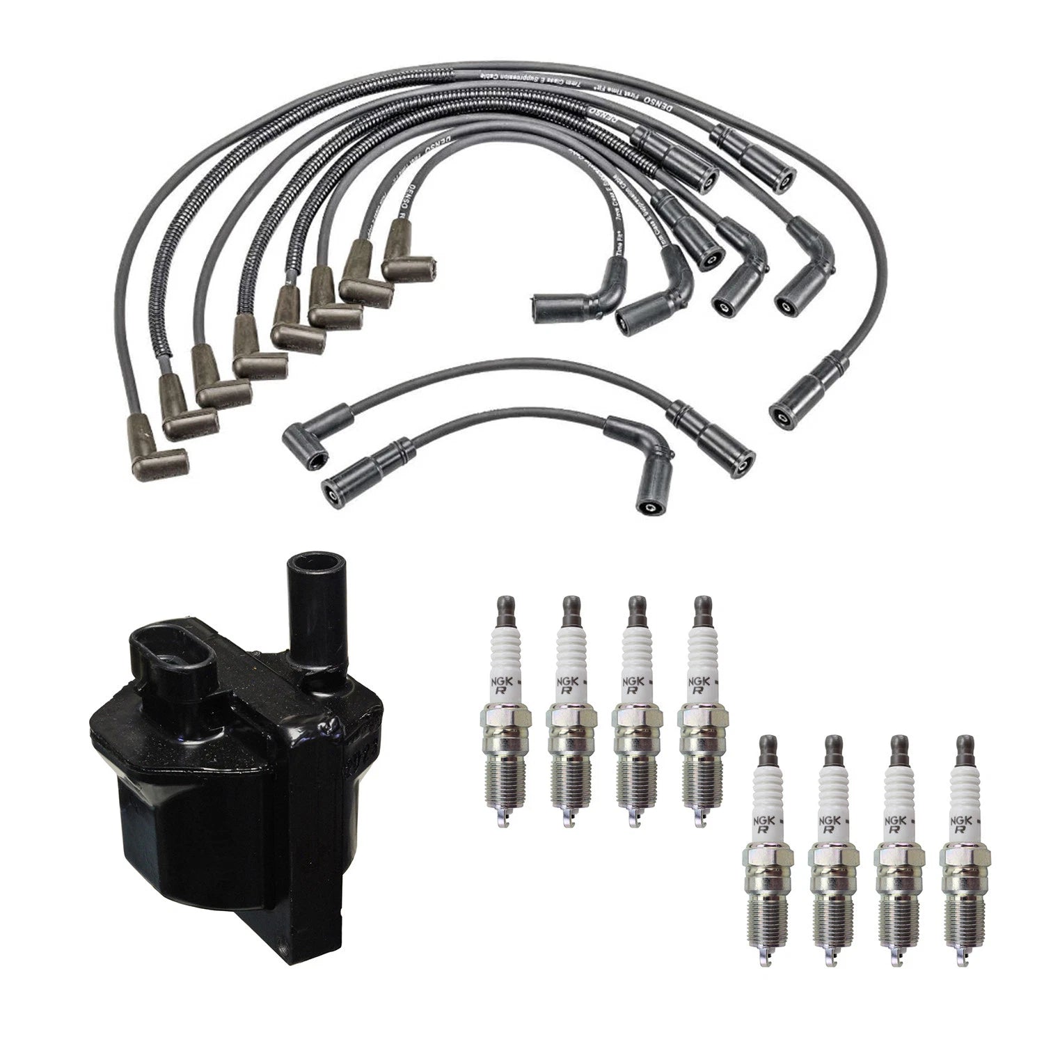 Denso Ignition Coil Wires & NGK Spark Plugs Kit for Express 1500 K1500 (1996–2002)