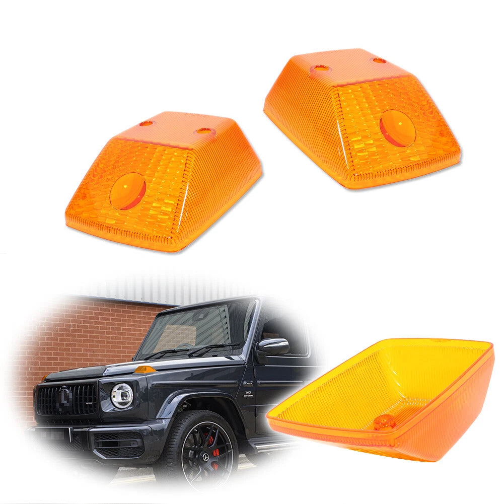 Set of 2 Gloss Amber Lens Front Turn Signal Lamp Housings for Benz W463 G-Class