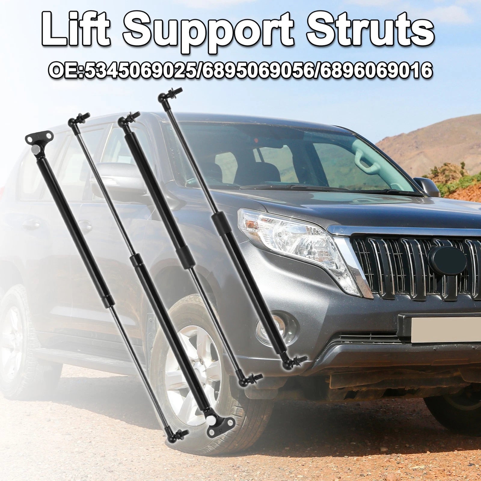 2X Hood Tailgate Lift Supports Struts for Toyota Land Cruiser (1998–2007)