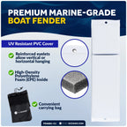 4-Pack White Flat Boat Fender Kit for Various Boats (24" x 6-7/8" x 2-1/2")