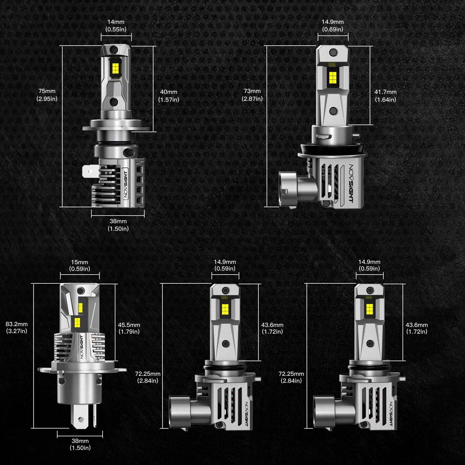 H7 LED Headlight Bulb Kit for NOVSIGHT (18000LM, 6500K)