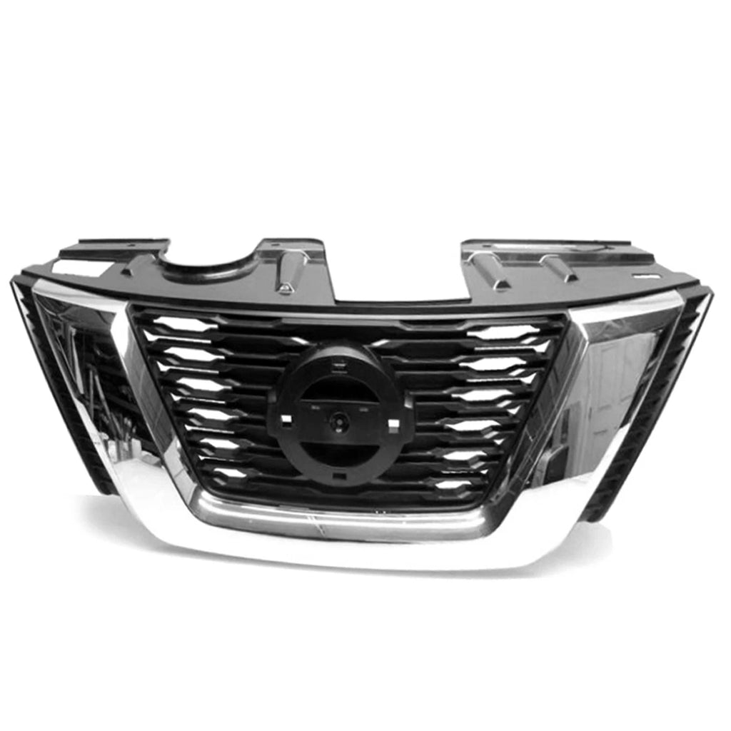 Front Grille Replacement Black ABS with Chrome Molding for 2017-2018 Nissan Rogue