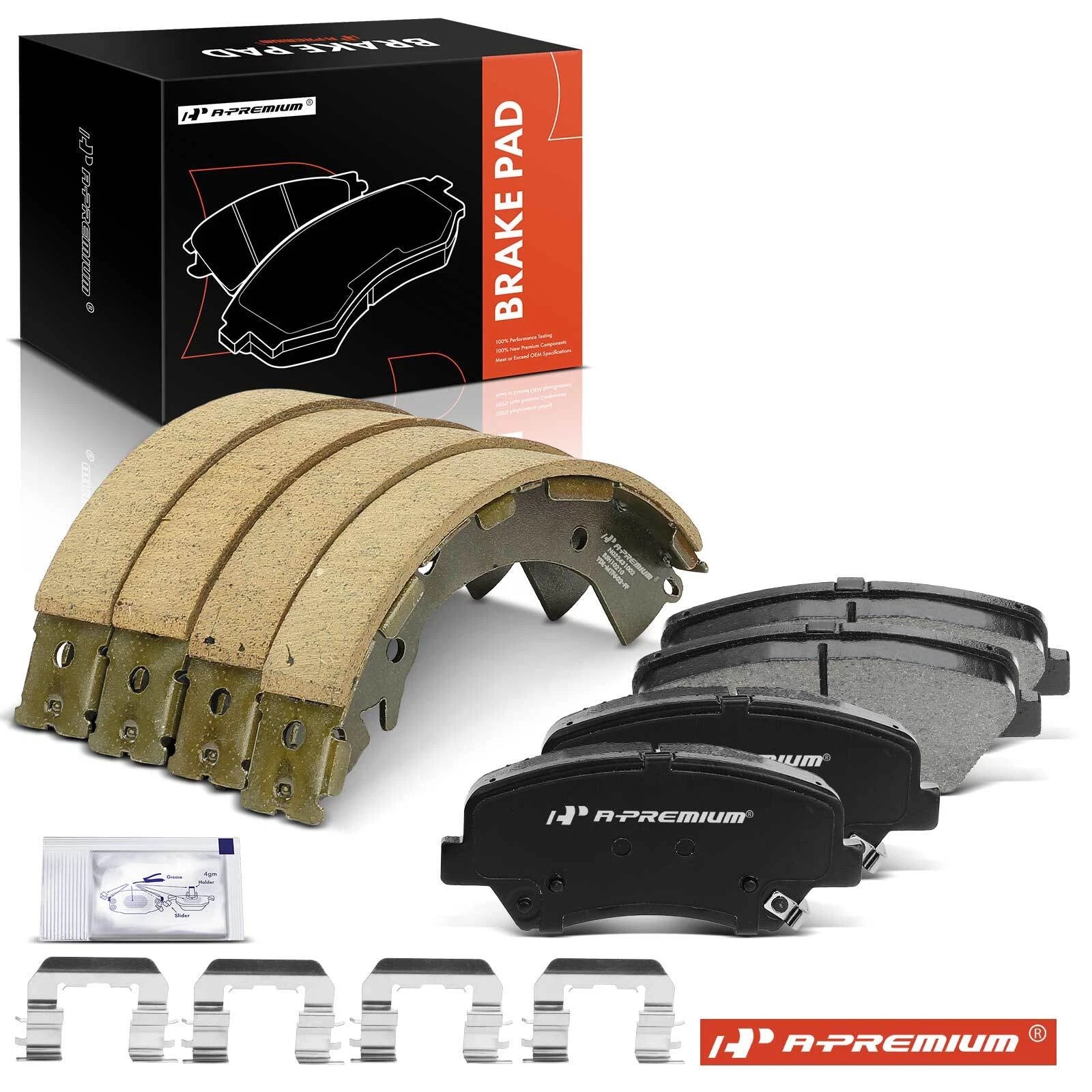 Set of 8 Ceramic Brake Pads & Shoes for Hyundai Accent (2012–2017)