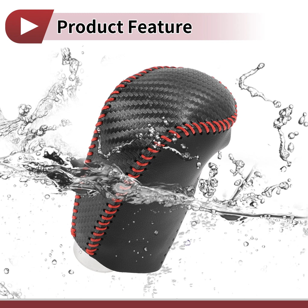 Gear Shift Knob Cover for Nissan Rogue Sport (2017–2022) Black Carbon Fiber Red