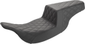 SADDLEMEN Step-Up Seat for Harley Davidson (Full Lattice Stitch, Black)