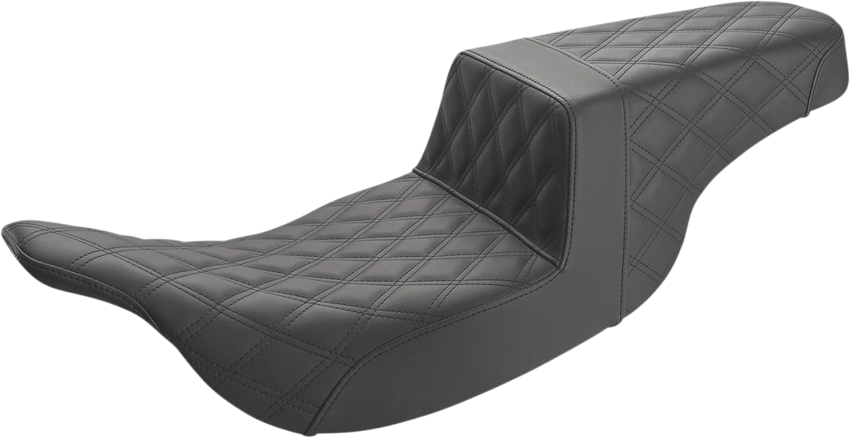 SADDLEMEN Step-Up Seat for Harley Davidson (Full Lattice Stitch, Black)