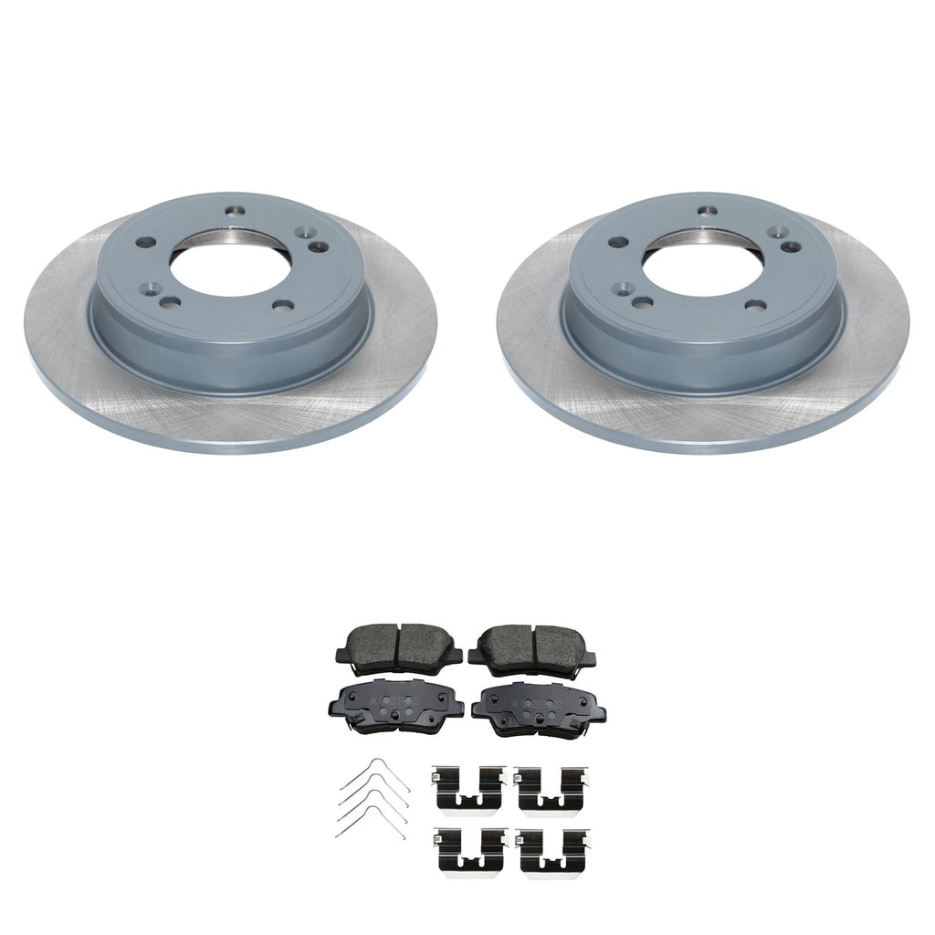 Set of 2 Rear Rotors & Akebono ProACT Ceramic Brake Pads for Venue Soul (2020–2023)
