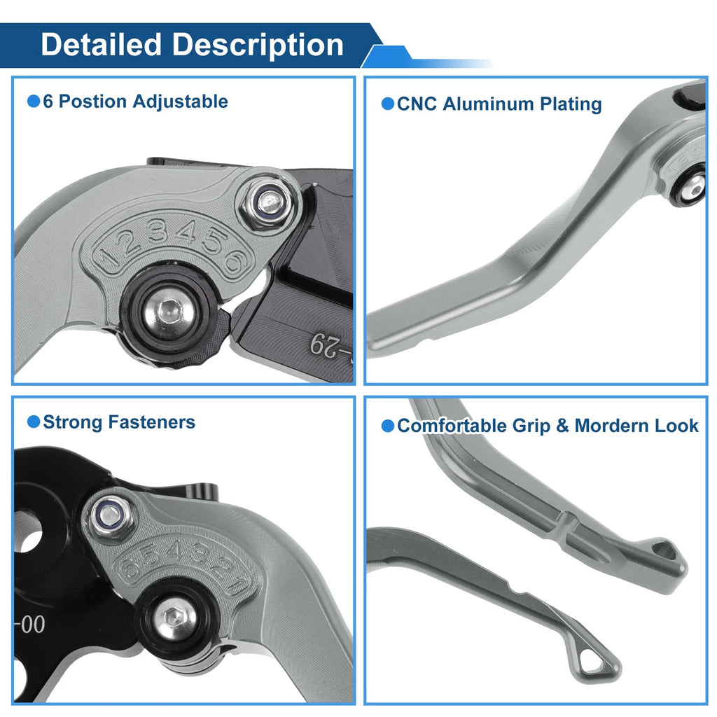 Adjustable Short Brake Clutch Levers for Honda CBR600RR (2003–2006) Titanium Tone