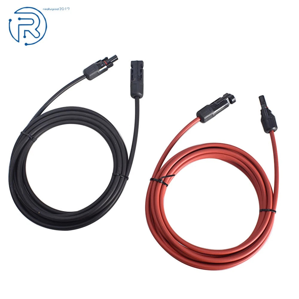 1 Pair 12AWG Solar Panel Extension Cable for Universal Use (15 FT)