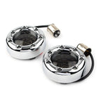 Amber LED Turn Signal Lights for Harley - 1157 Fire Ring Chrome Housings