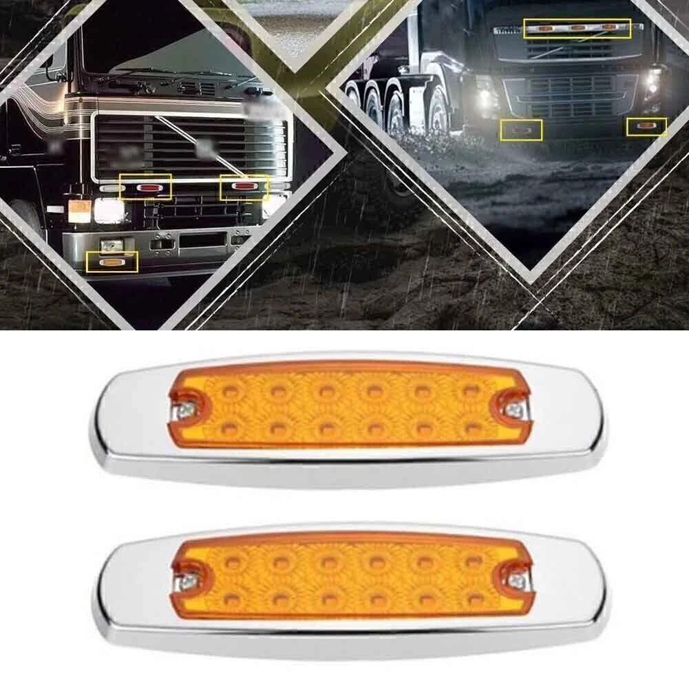 2X Amber 12LED Sealed Side Marker Clearance Lights for Trailer (N/A)