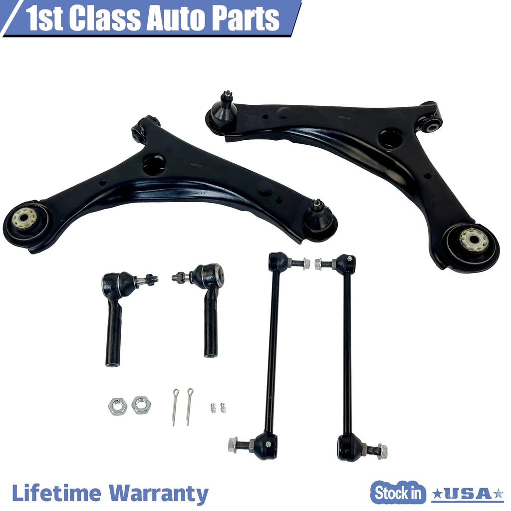 Set of 6 Front Control Arms Sway Bar Tie Rod Kit for Dodge Grand Caravan (2008–2019)