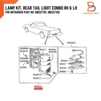 Rear Tail Light Lamp Pair for Mitsubishi Triton Ute (1987-1996) Black