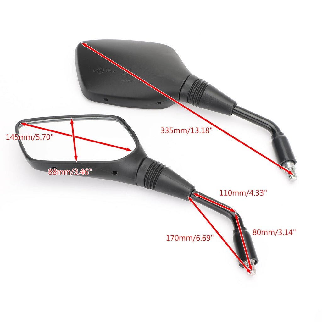 Black Rearview Side Mirrors for Suzuki GW250 Inazuma (2014–2017), DL250 V-Strom (2006–2018)