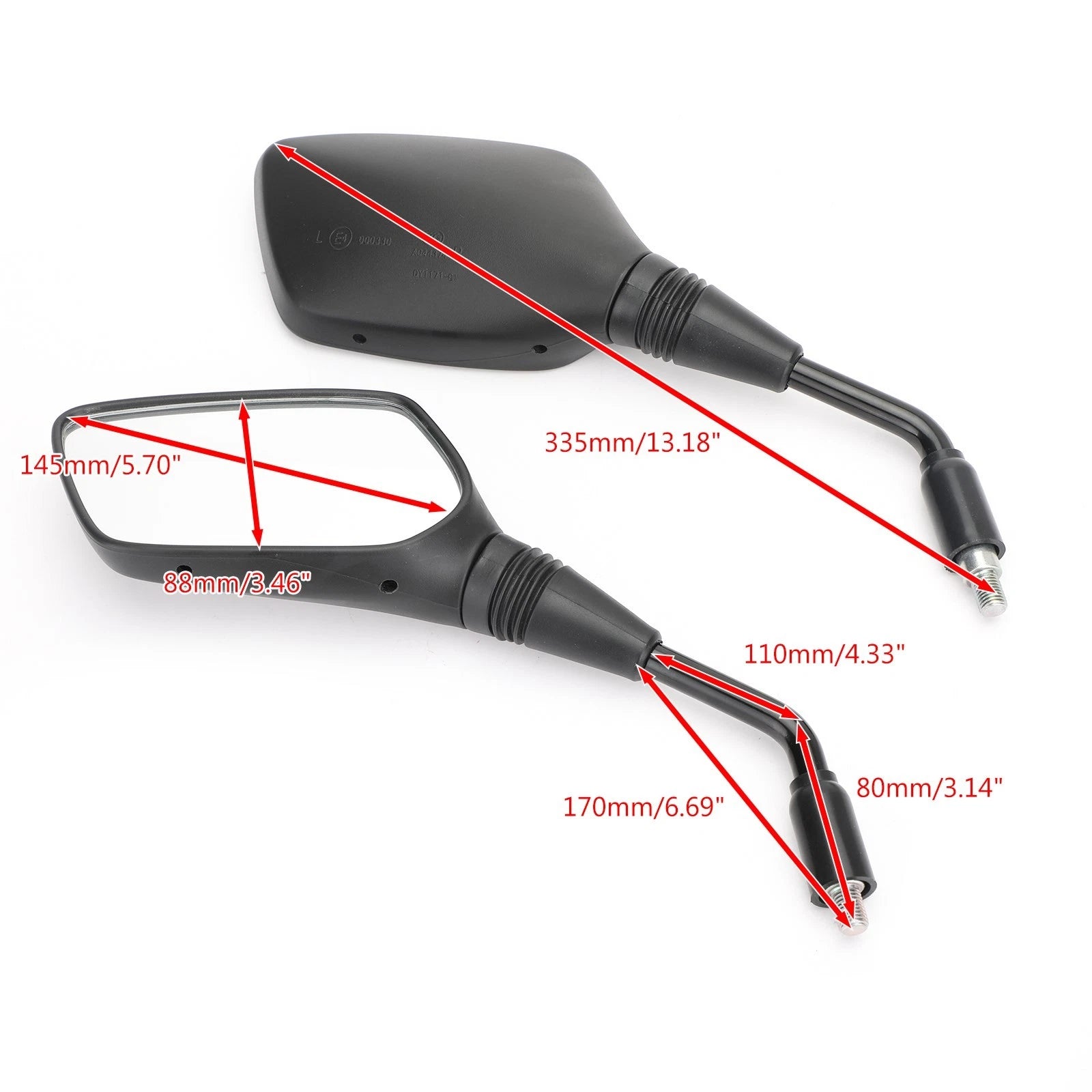 Black Rearview Side Mirrors for Suzuki GW250 Inazuma (2014–2017), DL250 V-Strom (2006–2018)