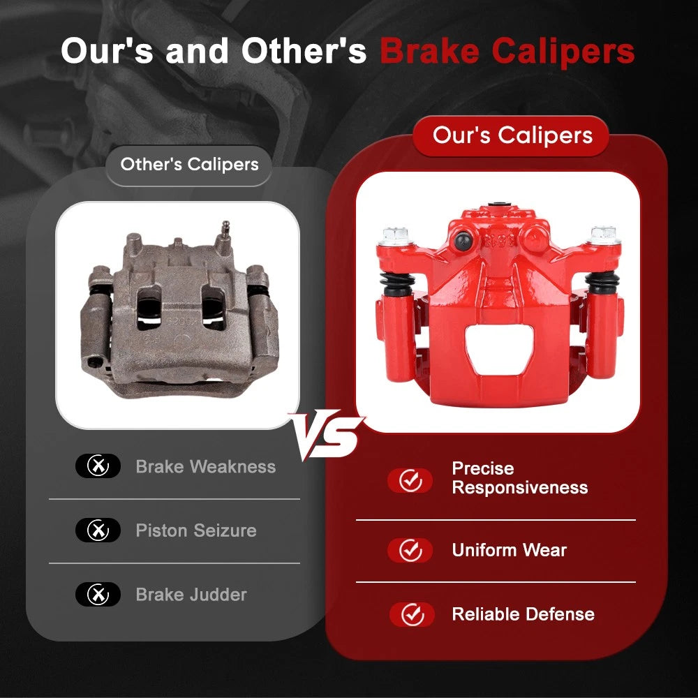 Set of 2 Red Rear Brake Calipers for Nissan Altima Maxima (2007–2012)
