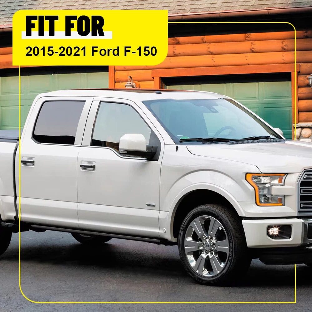 Set of 4 Chrome Window B Pillar Trim Covers for Ford F-150 (2015–2021)