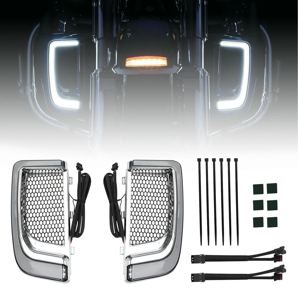 Tracer LED Lower Fairing Grills Lights for Electra FLH/T Road Glide (2014–2023)