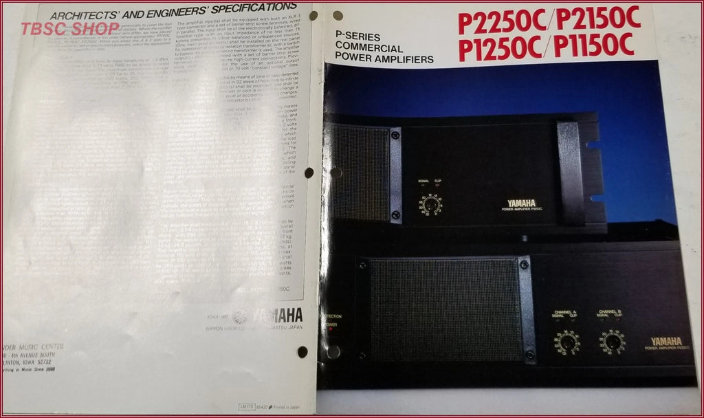 Yamaha P2250C P2150C P1250C P1150C Power Amplifiers Sales Brochure