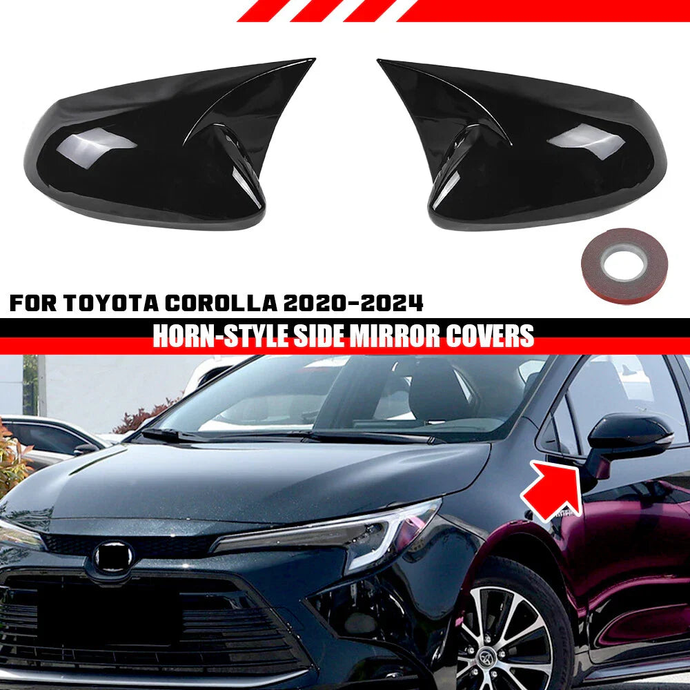 Horn Style Rearview Mirror Cover for Toyota Corolla Sedan Hatchback (2020–2024)