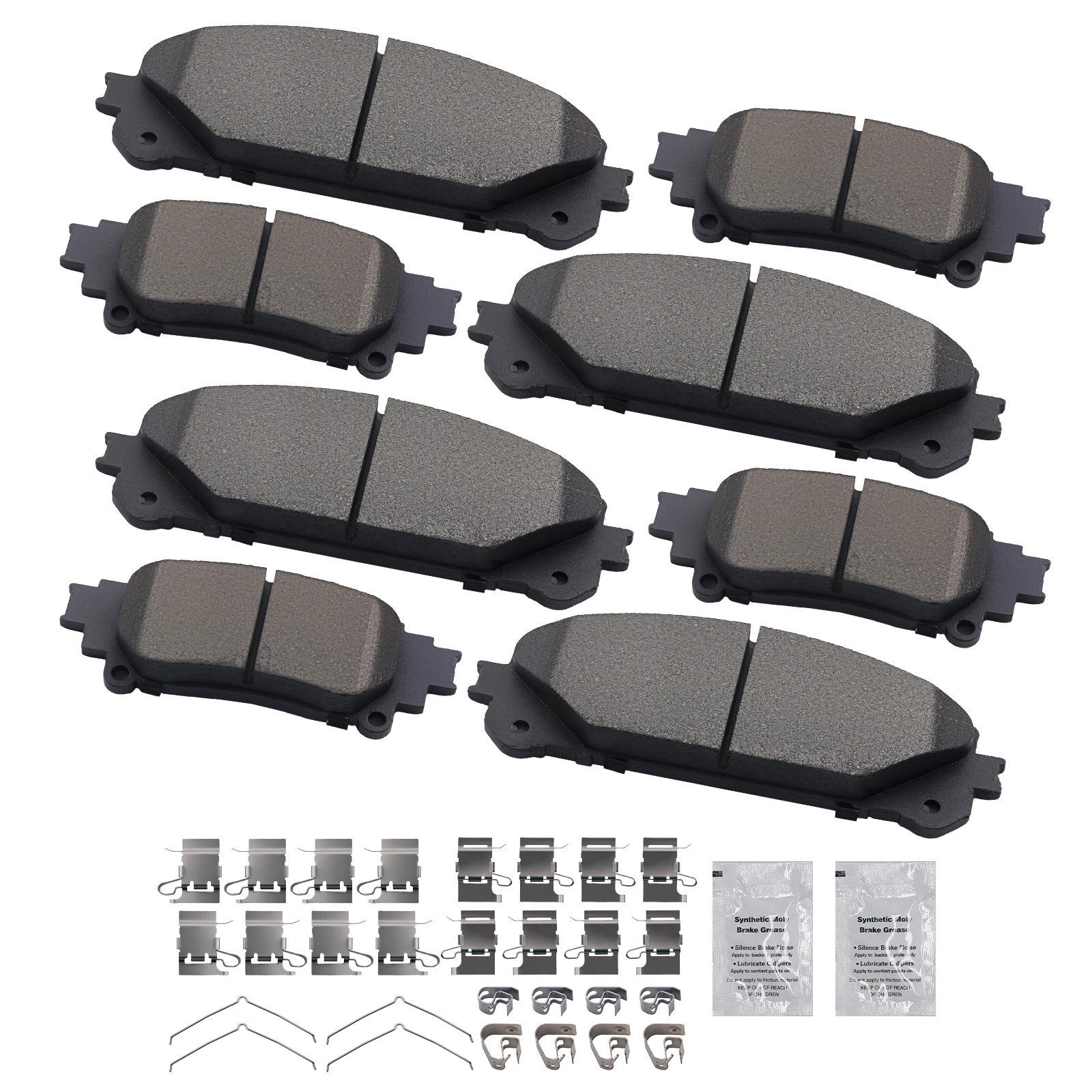 Front & Rear Ceramic Brake Pads Kit for Lexus RX350 RX450h (2010–2015) w/Hardware