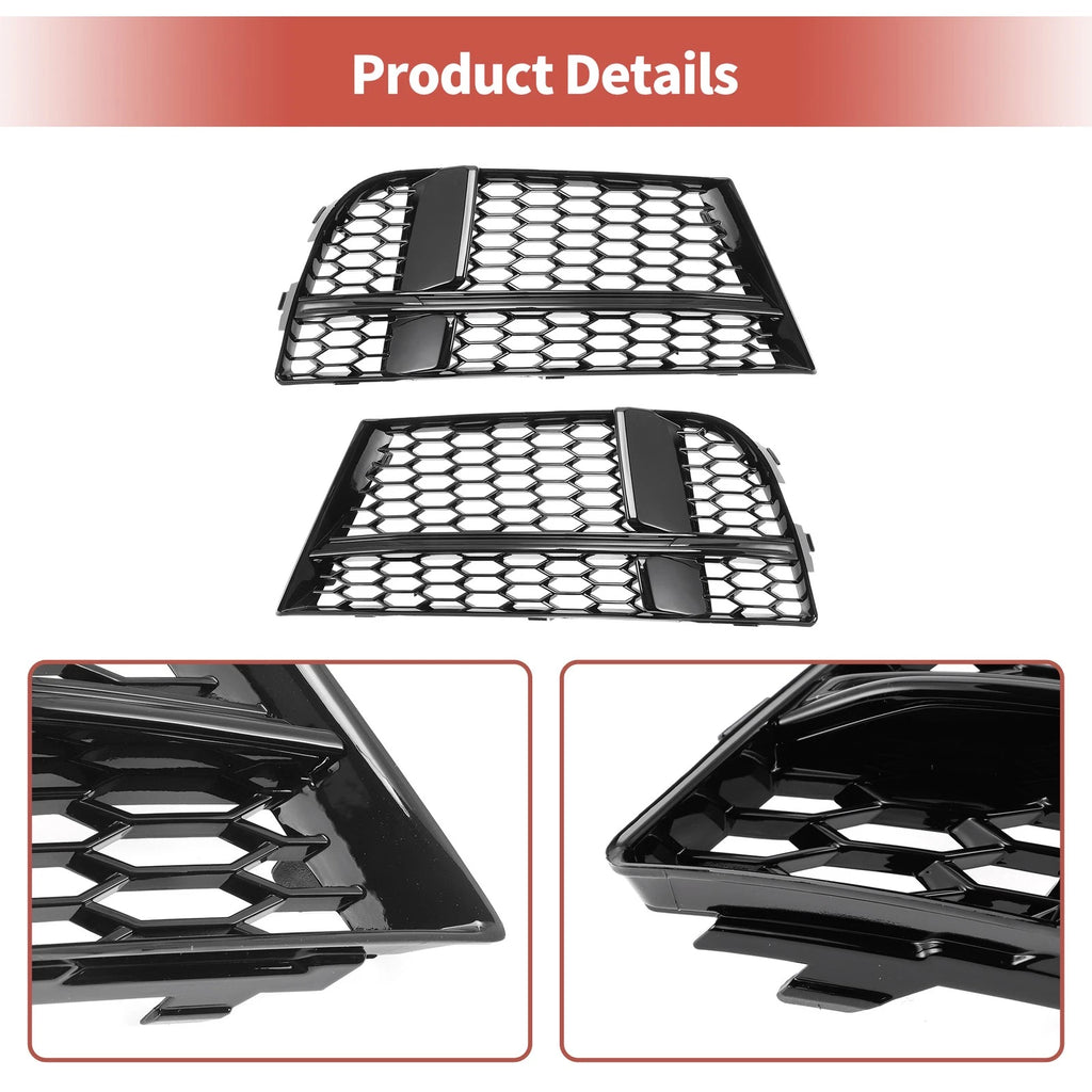 1 Pair Front Fog Light Grill for Audi A3 (2017–2020) No. 8V3807681ABESM Honeycomb