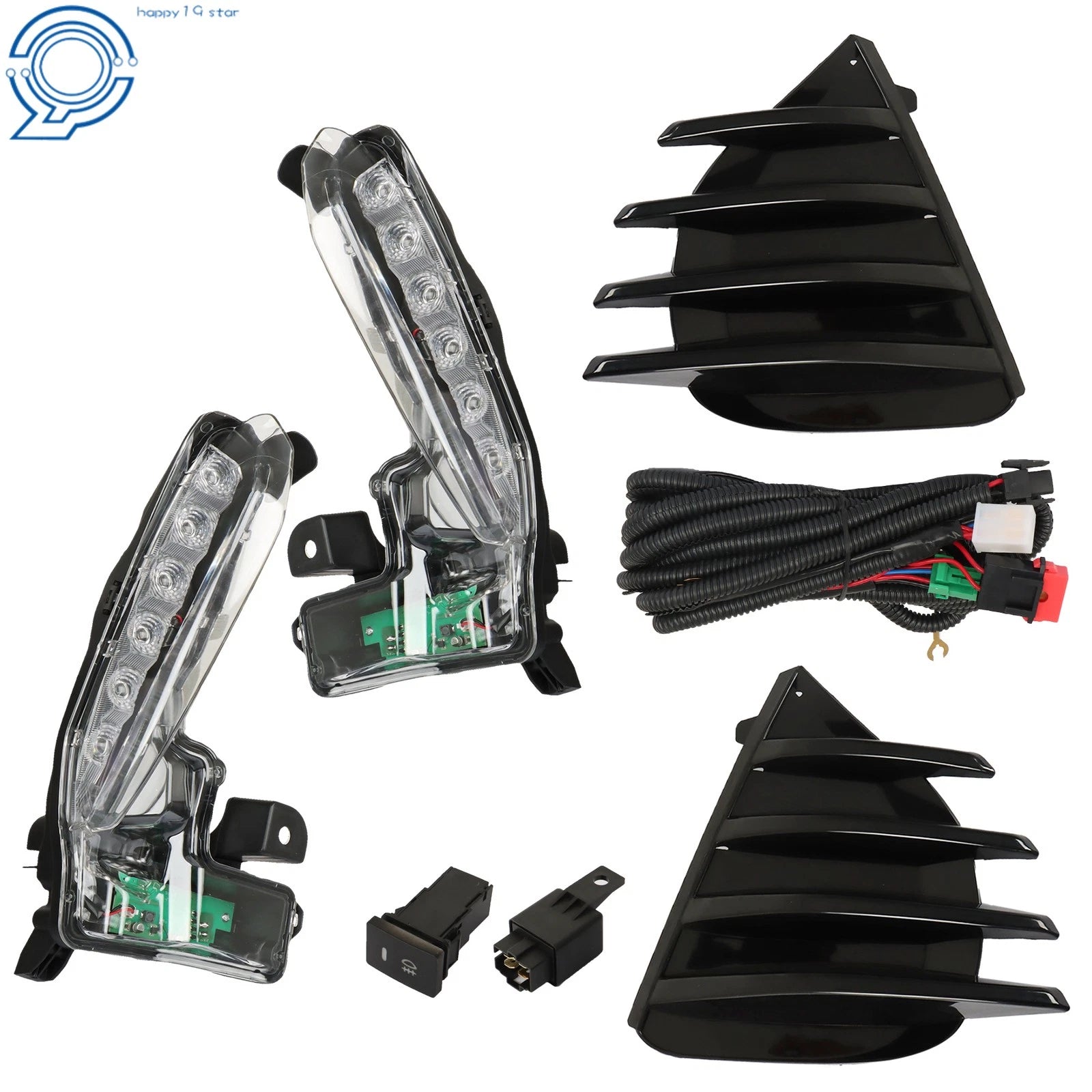 Fog Lamp DRL Light for Toyota Corolla SE XSE (2017–2019) LED Black