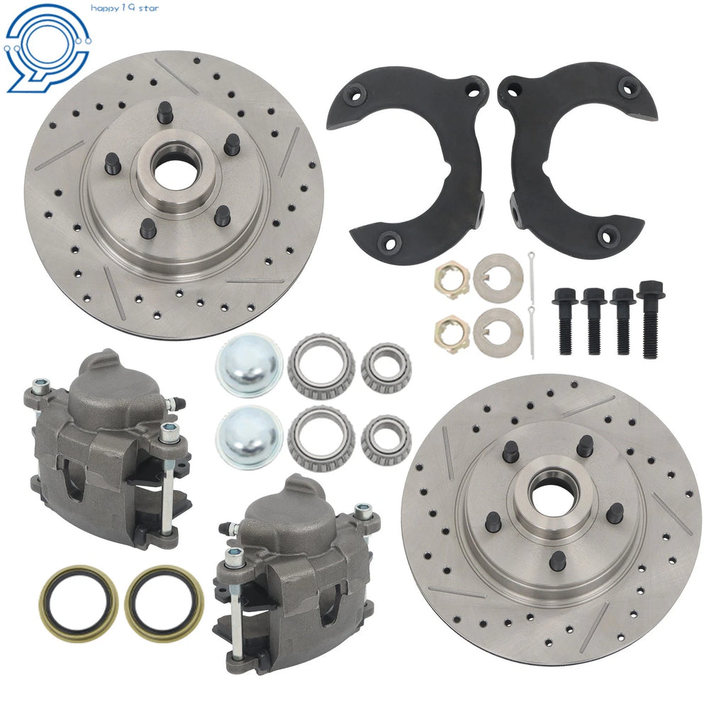 Front Disc Brake Kit for Mustang II (Slotted, Chevy Rotors)