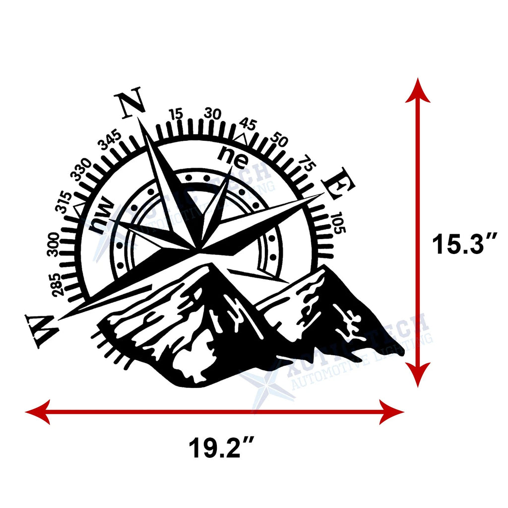 Compass Navigation Hood Sticker for Truck, Waterproof Vinyl (2010-2020)