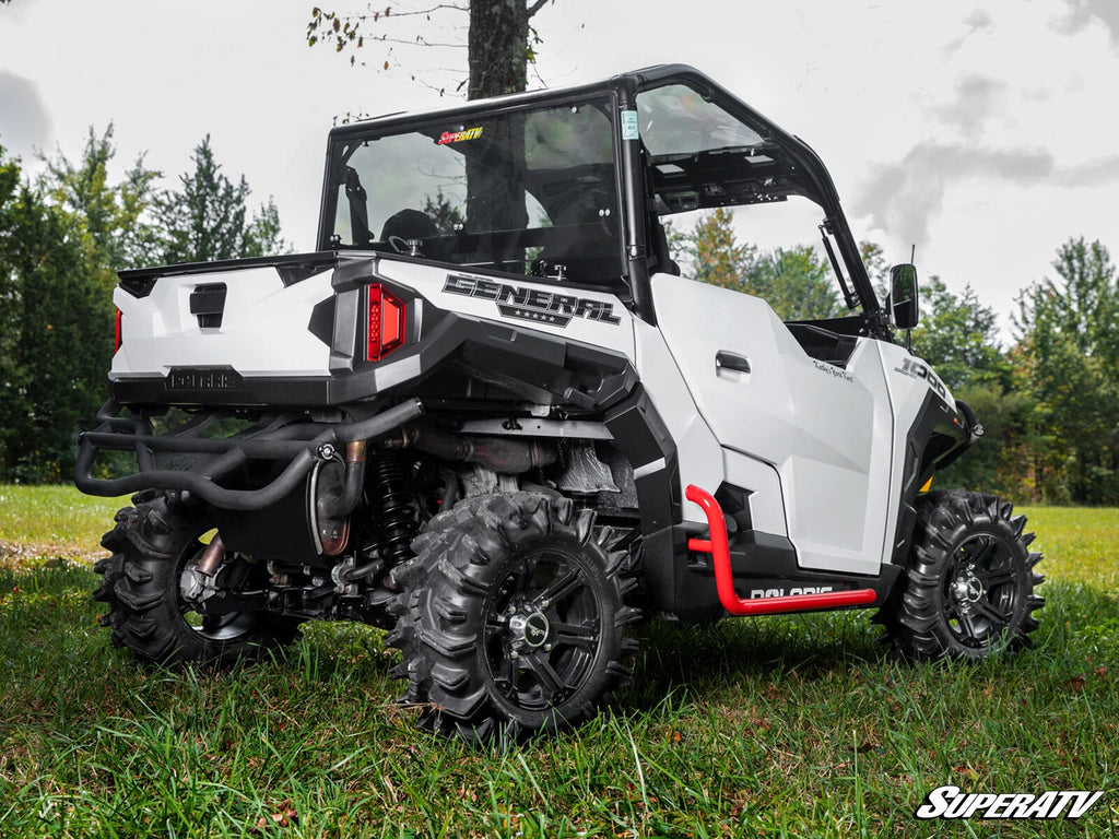 SuperATV Heavy Duty Rock Slider Nerf Bars for Polaris General 1000 (2016–2023) - Red