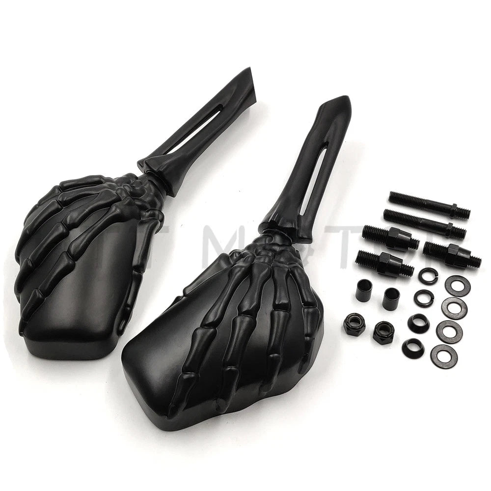Black Skull Skeleton Hand Mirror for Suzuki GSX-R Hayabusa (2000–2023)